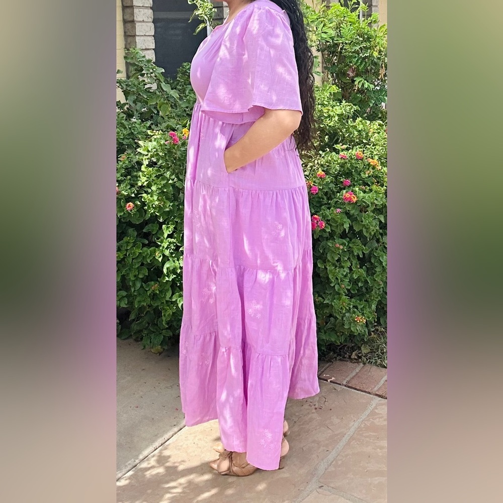 Women’s Lavender Tiered Maxi Dress - Picture 3 of 9